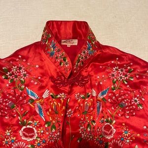 Vintage silk embroidered Plum Blossoms coat